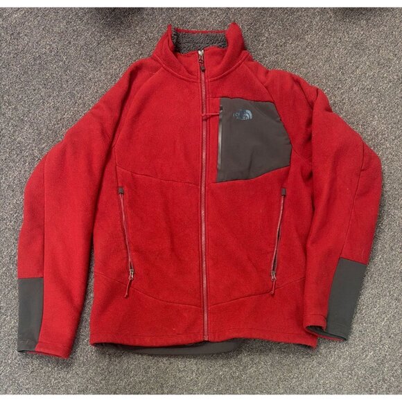 The North Face Chimborazo Fleece Jacket Men's Medium Red Sherpa Lined Full Zip - Picture 1 of 4